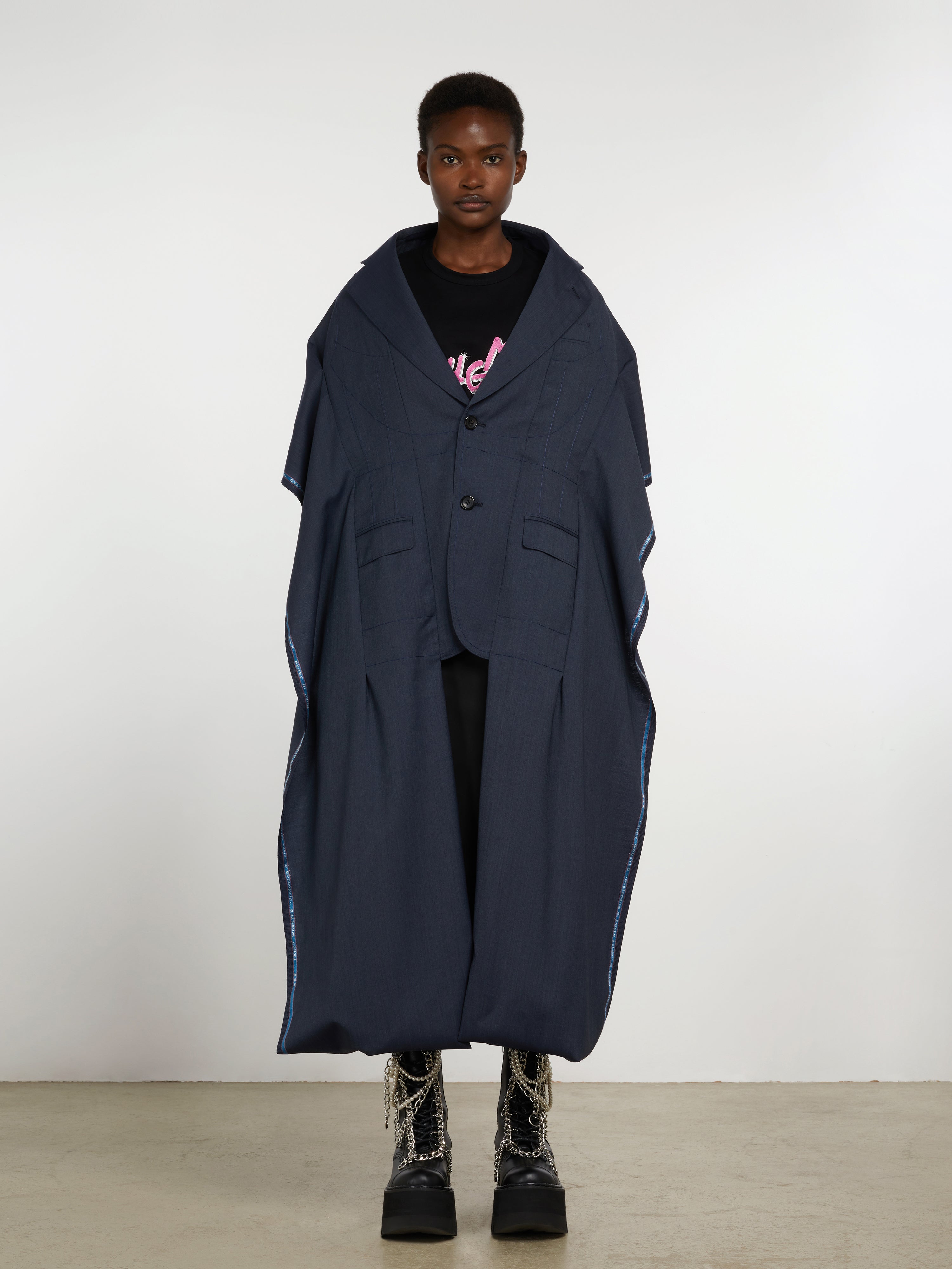 Junya Watanabe: Tropical Wool Long Jacket (Blue) | DSMNY E-SHOP