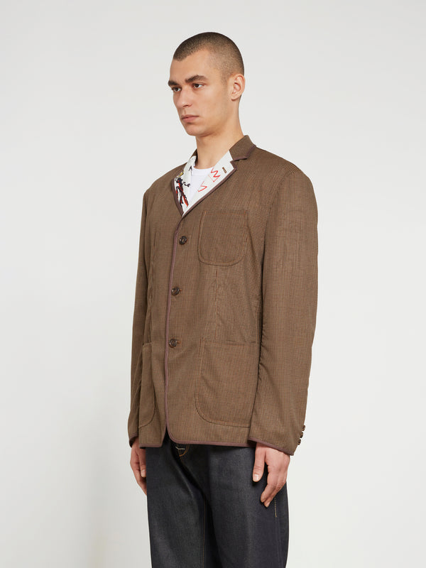 Junya Watanabe MAN - Jean-Michel Basquiat Polyester Wool Check Jacket - (Brown)