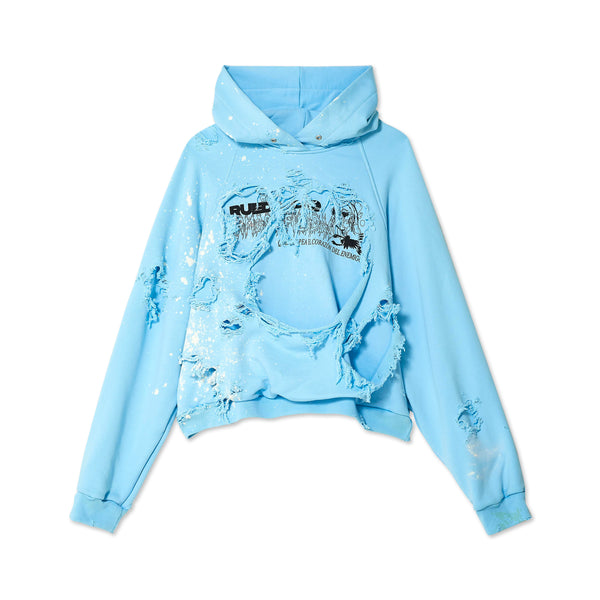 Liberal Youth Ministry - Men's Destroyed Bleached Hoodie - (Blue)