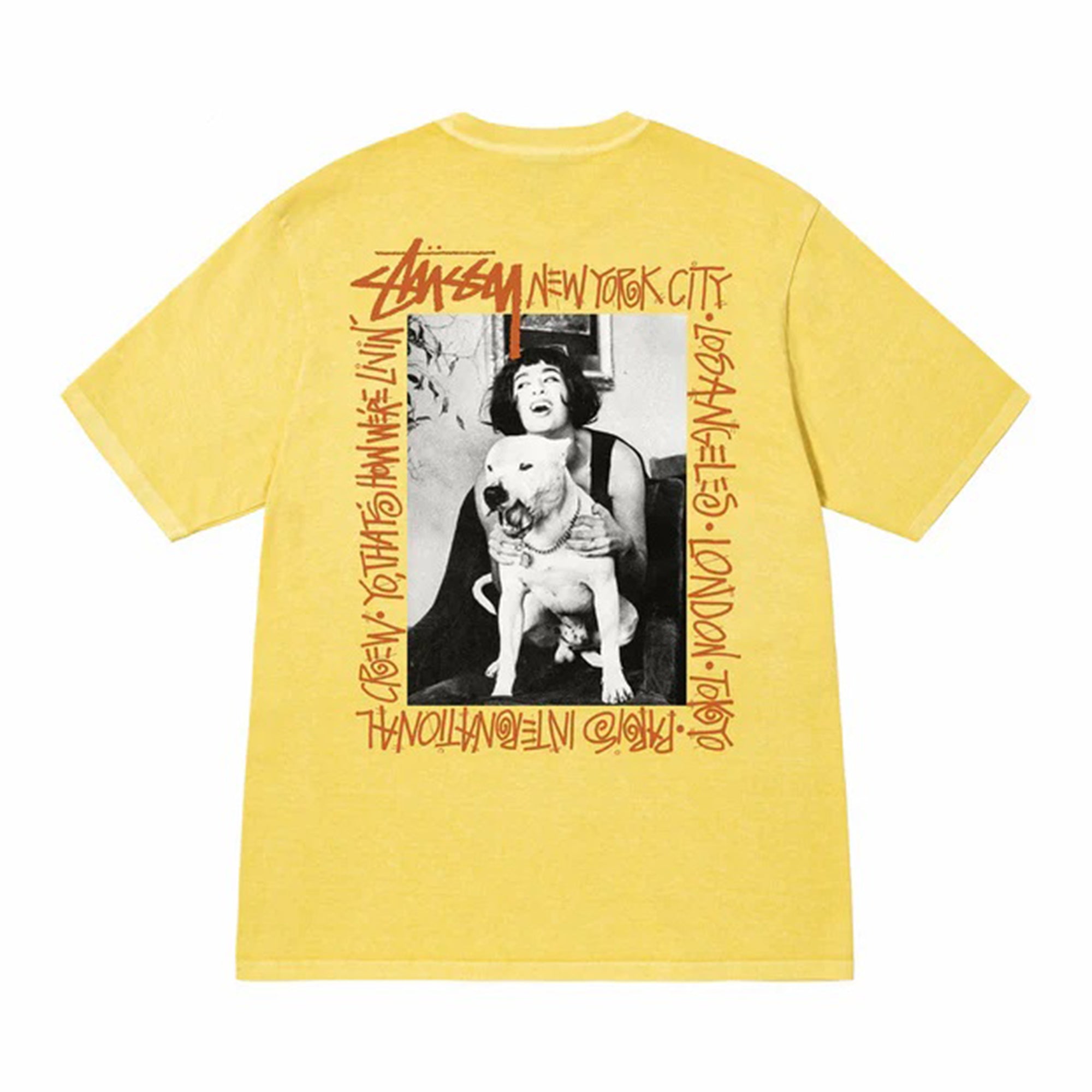 Stüssy - How We’re Livin’ Pigment Dyed Tee - (Butter) view 1, Click to Zoom in
