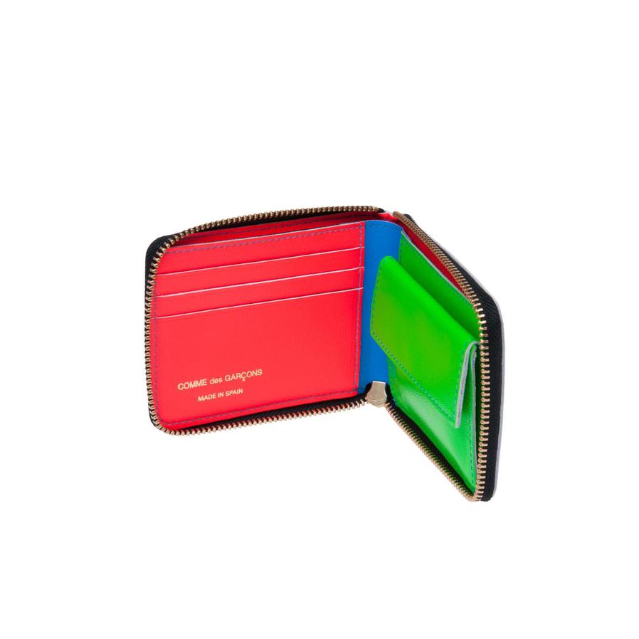 CDG Wallet: Super Fluo Full Zip Around Wallet (Blue SA7100SF