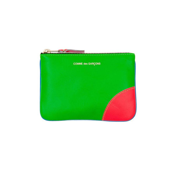 CDG Wallet - Super Fluo Zip Pouch - (Blue/Green SA8100SF)