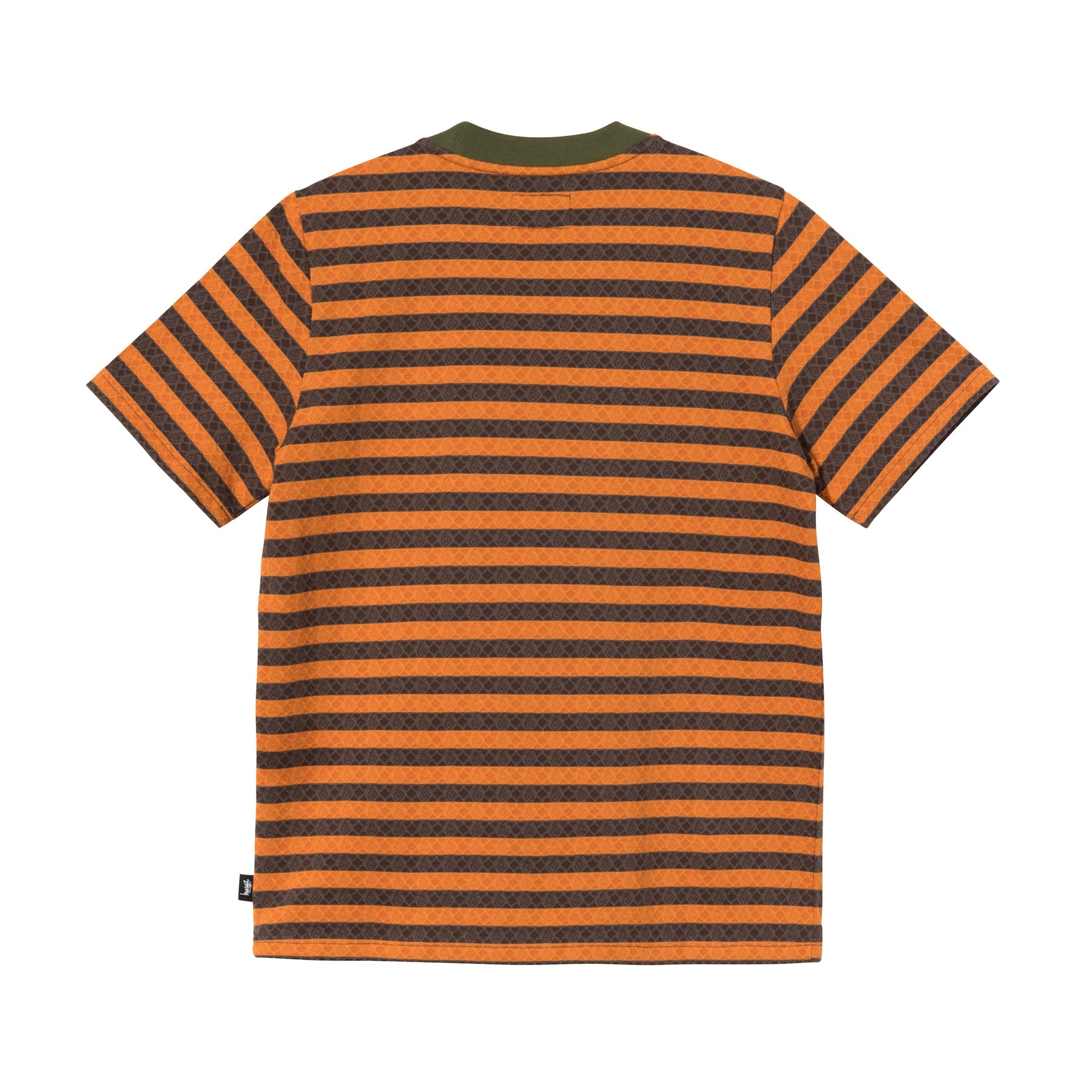 Stüssy - Men's Diamond Jacquard Stripe T-Shirt - (Orange) view 2, Click to Zoom in