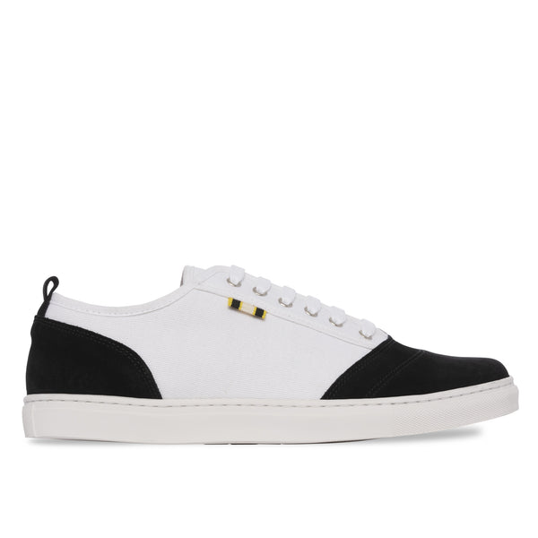 Aprix - Men's Suede/Canvas Low Sneakers - (White/Black)