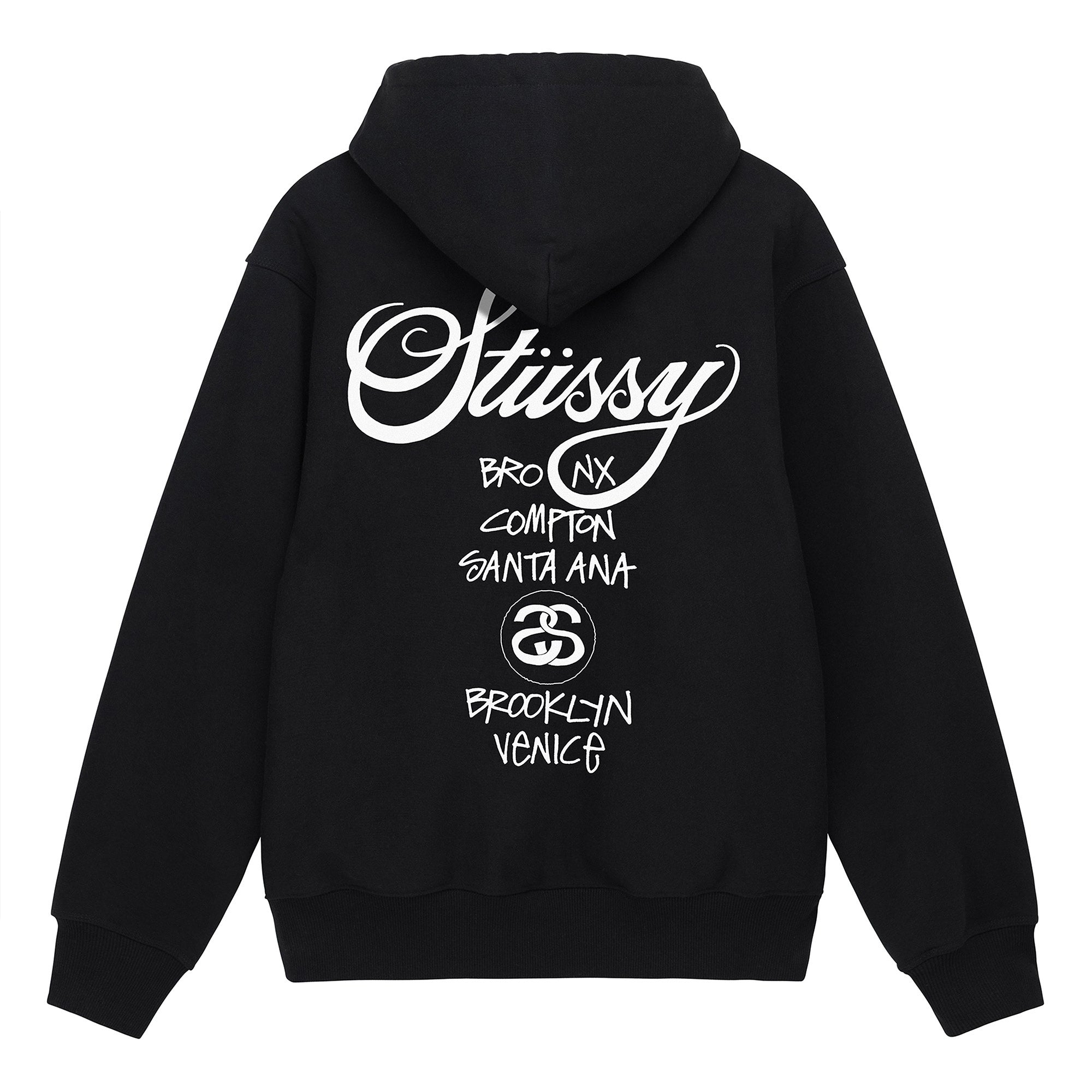 Stüssy DSM World Tour Hooded Sweatshirt (Black) view 2, Click to Zoom in
