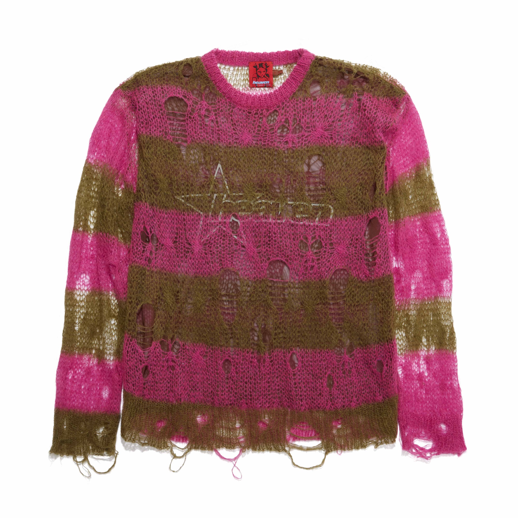 Heaven by Marc Jacobs - Women's Striped Double Layer Sweater - (Green/Pink) view 1