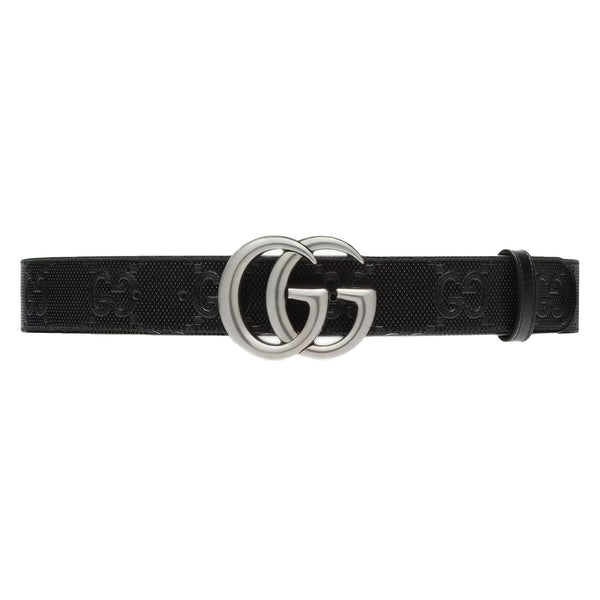 Gucci - Men's Wide leather belt with Double G Buckle - (Black)