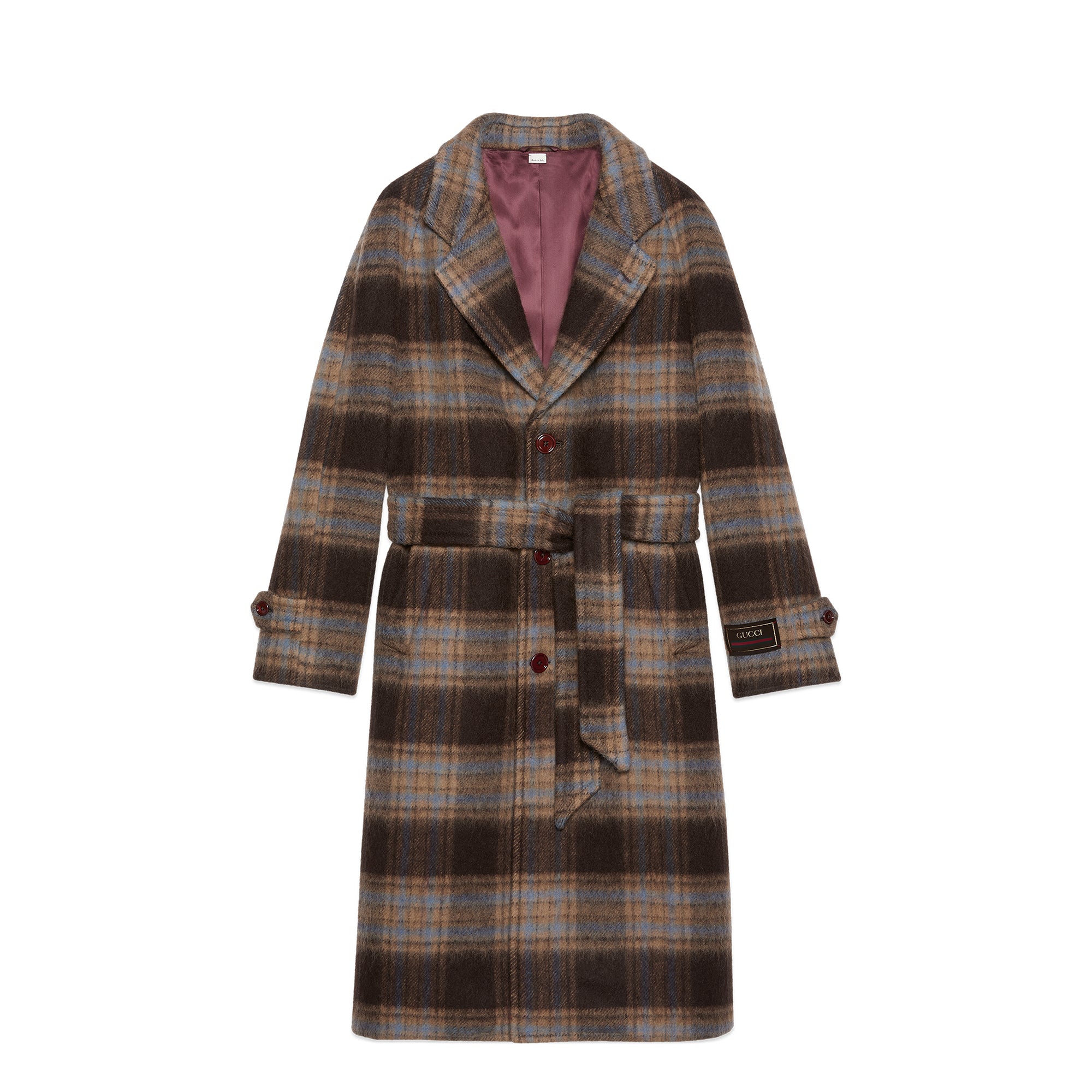 Gucci - Men’s Check Wool Coat With Gucci - Label - (Brown/Beige) view 1