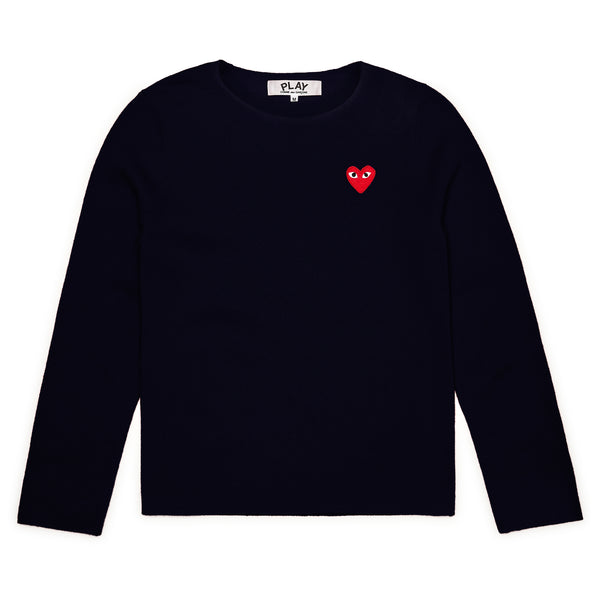Play Comme des Garçons - Red Heart Crew Neck Jumper - (Navy)