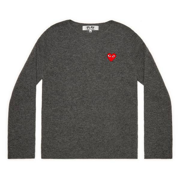 Play Comme des Garçons Red Heart Crew Neck Jumper (Grey)