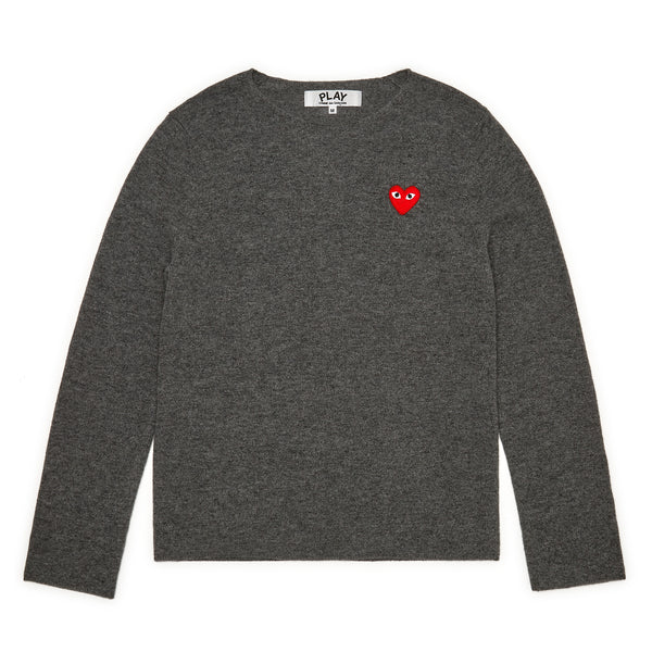 Play Comme des Garçons - Red Heart Crew Neck Jumper - (Grey)