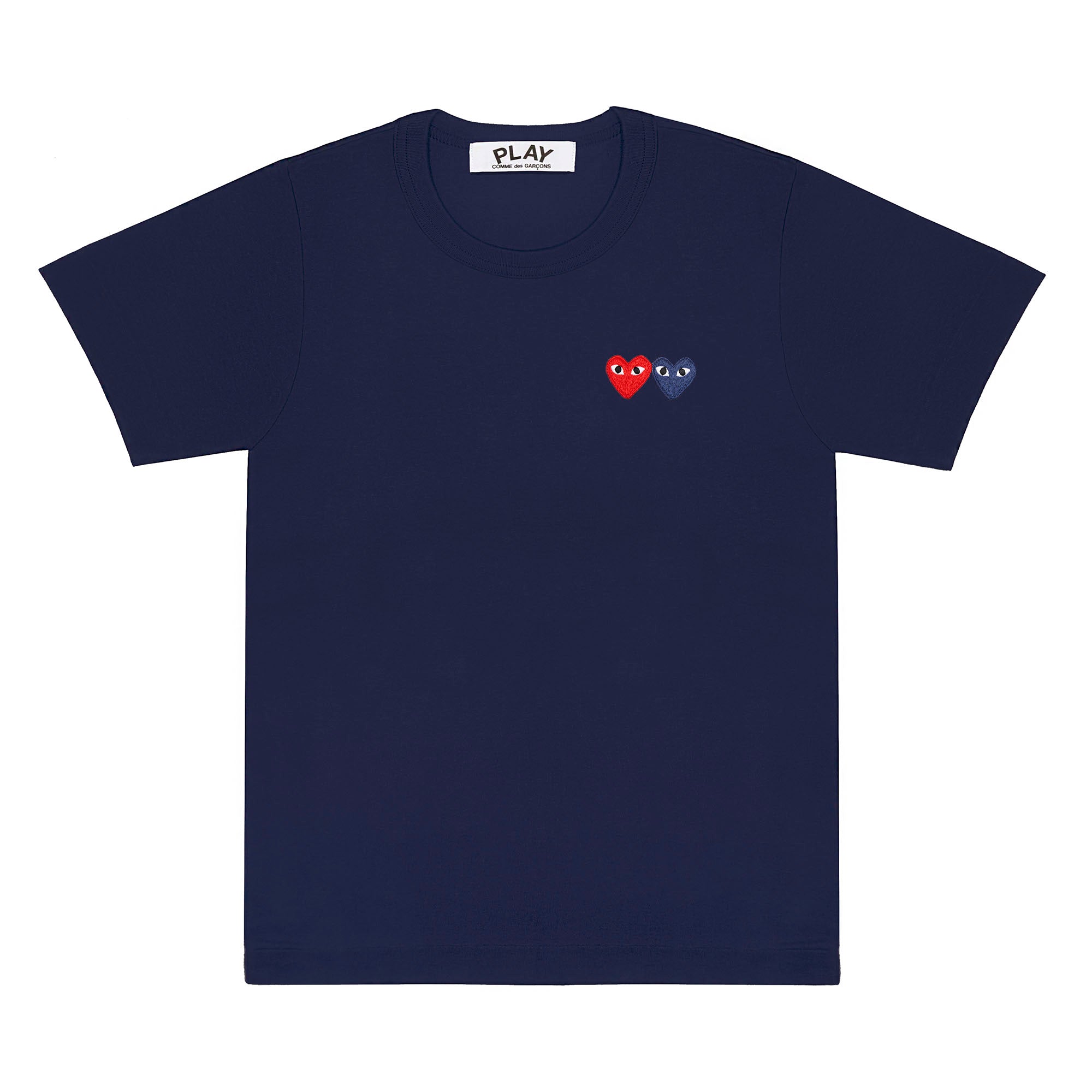 Play Comme des Garçons - T-Shirt with Double Heart - (Navy) view 1