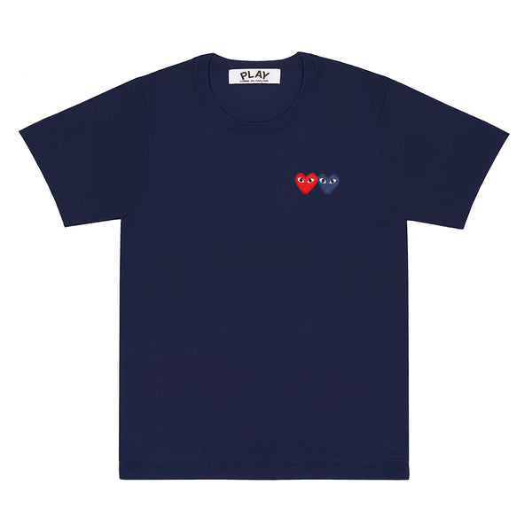Play Comme des Garçons - T-Shirt with Double Heart - (Navy)