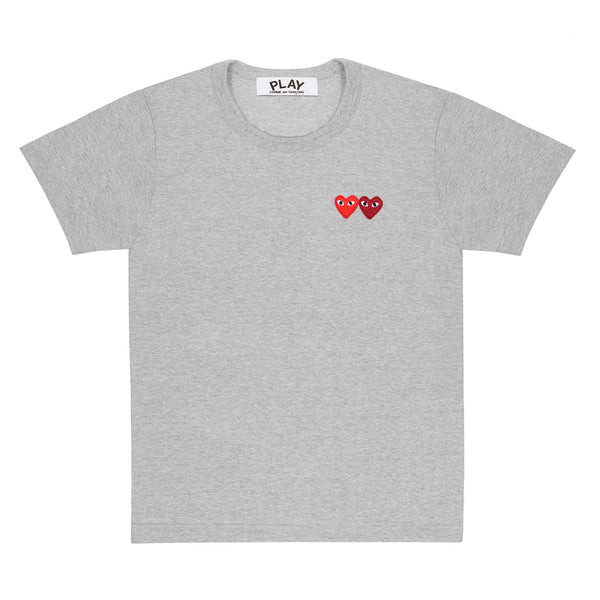Play Comme des Garçons - T-Shirt with Double Heart - (Grey)