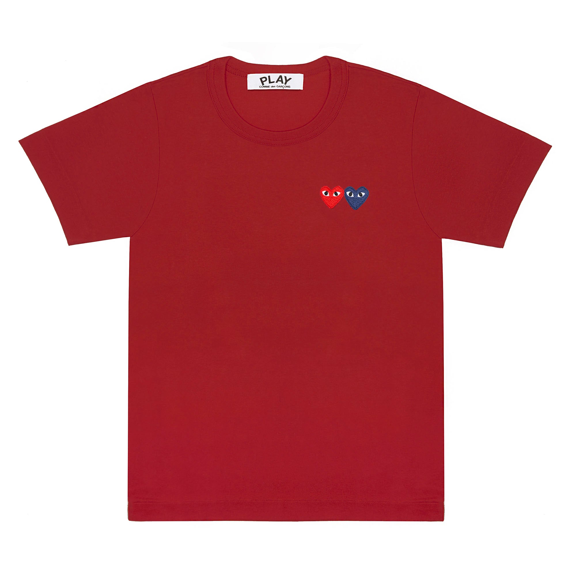 Play Comme des Garçons - T-Shirt with Double Heart - (Burgundy) view 1