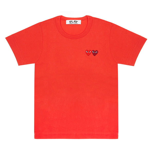 Play Comme des Garçons - T-Shirt with Double Heart - (Red)