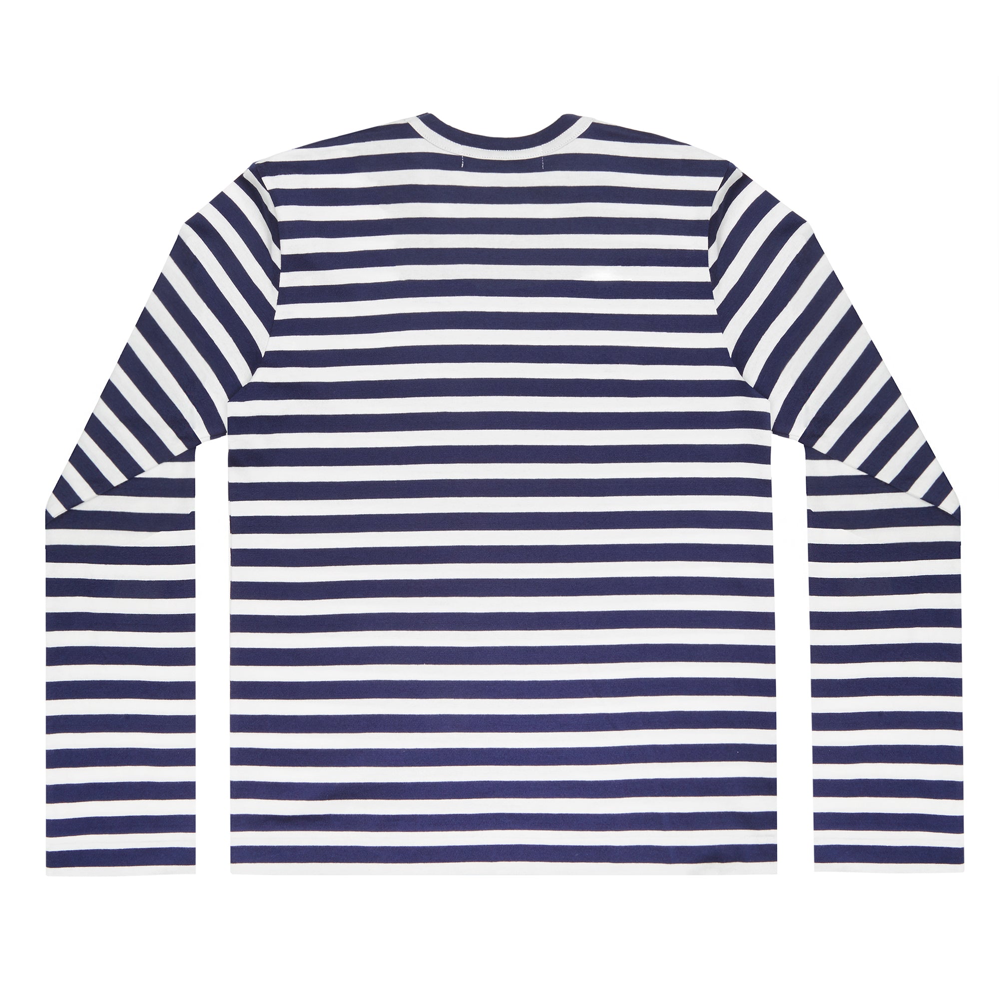 Play Comme des Garçons - Striped T-Shirt with Double Heart - (Navy/White) view 2