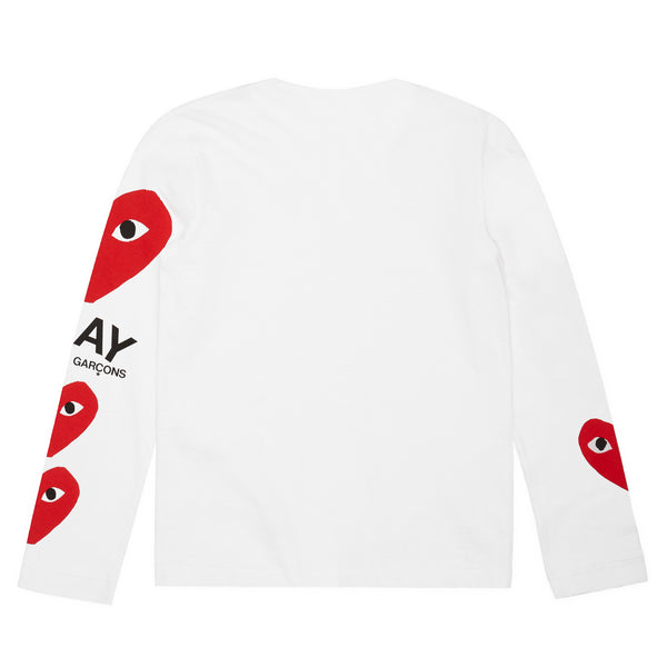 Play Comme des Garçons - 3 Heart Long Sleeve - (White)