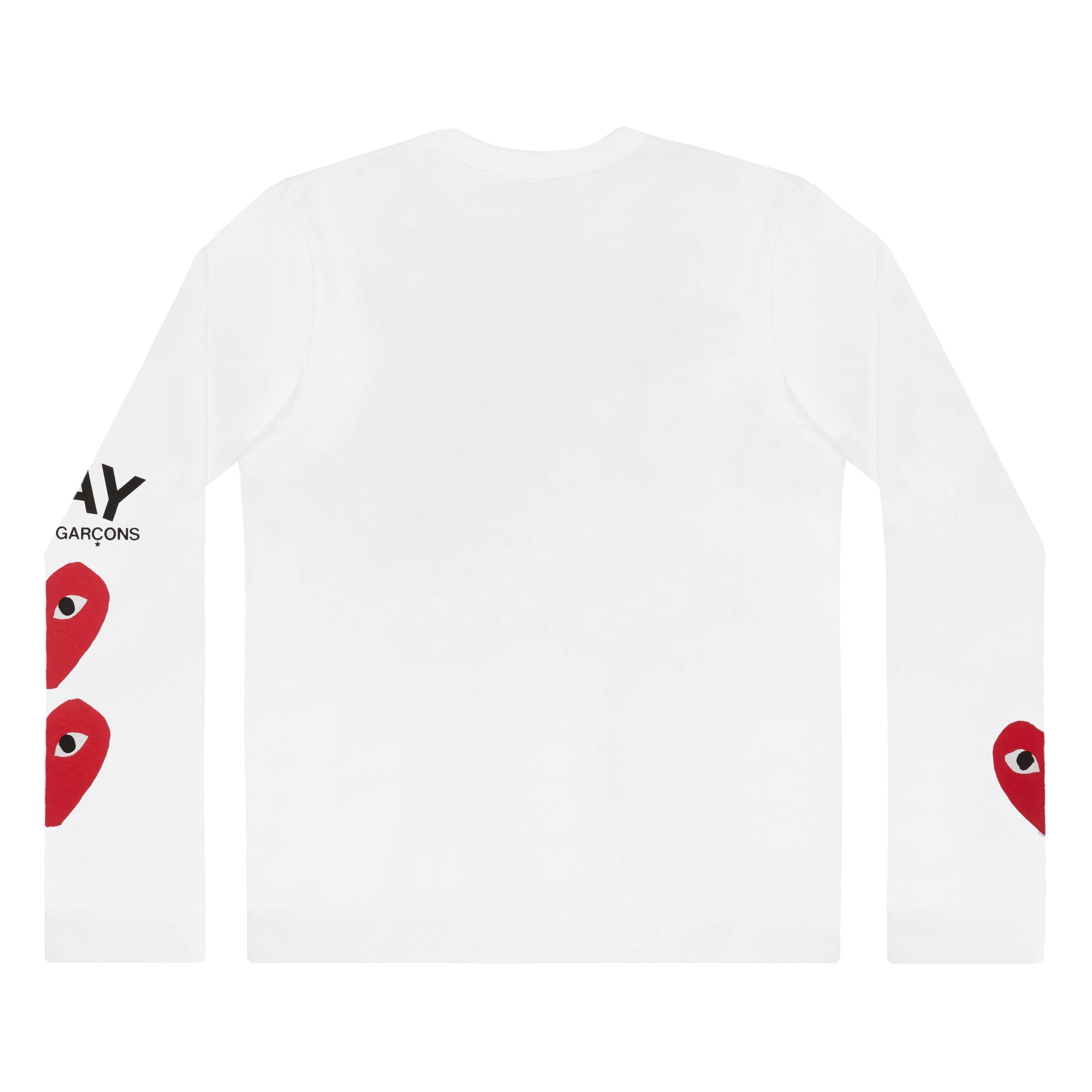 Play Comme des Garçons: 3 Heart Long Sleeve (White) | DSMNY E-SHOP