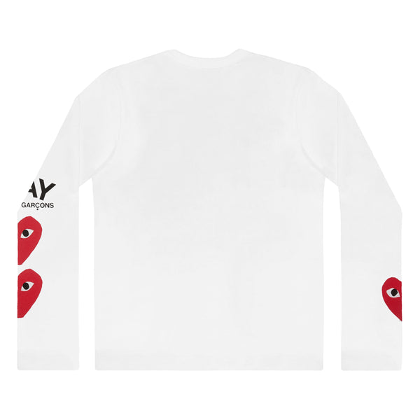 Play Comme des Garçons - 3 Heart Long Sleeve - (White)