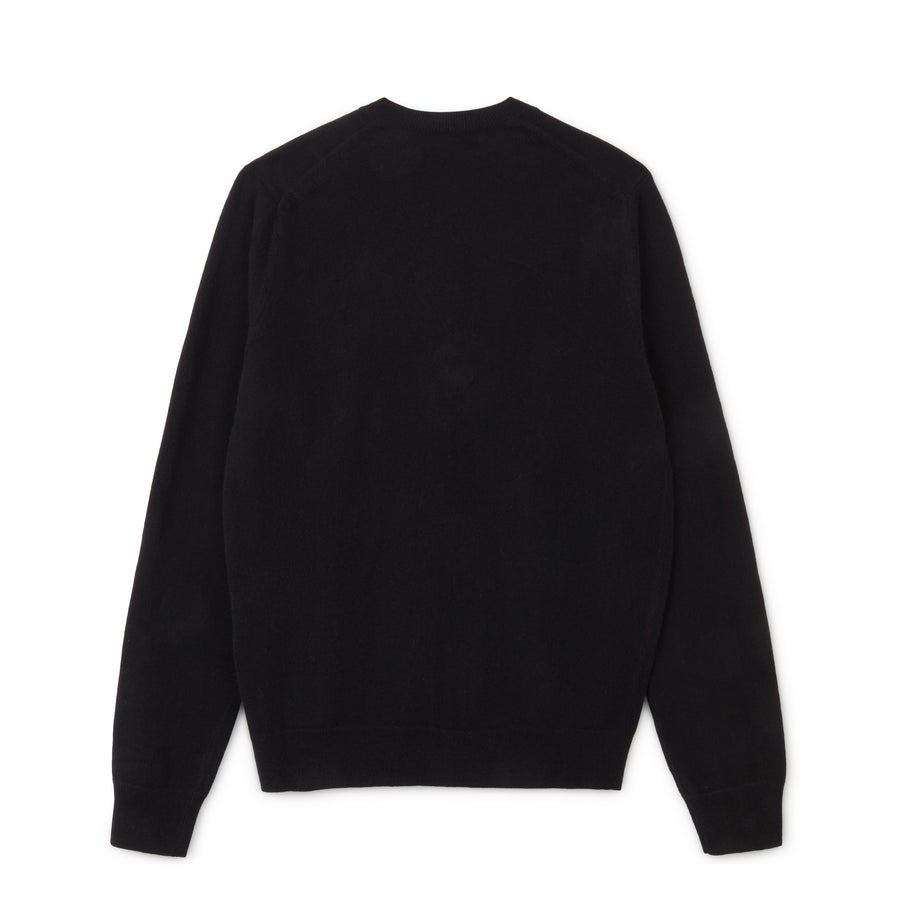 CDG Shirt Forever: Round Neck Lambswool Cardigan (Black) | DSMNY E-SHOP