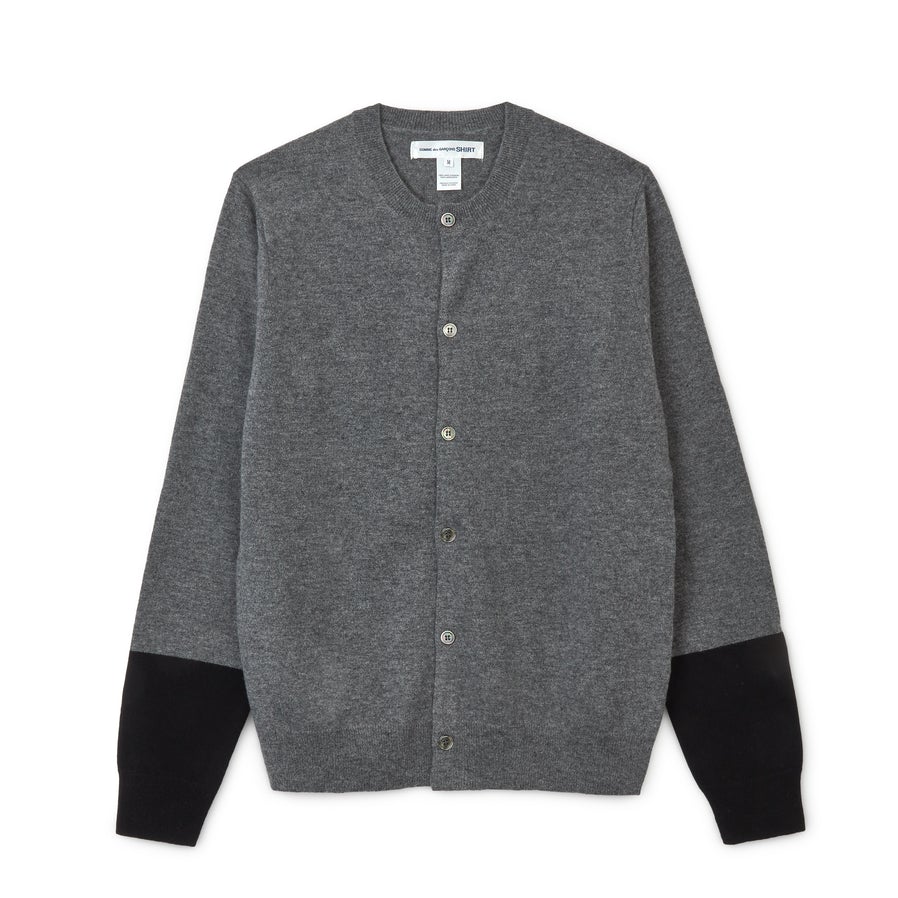 CDG Shirt Forever - Round Neck Contrast Cardigan - (Grey/Black) view 1
