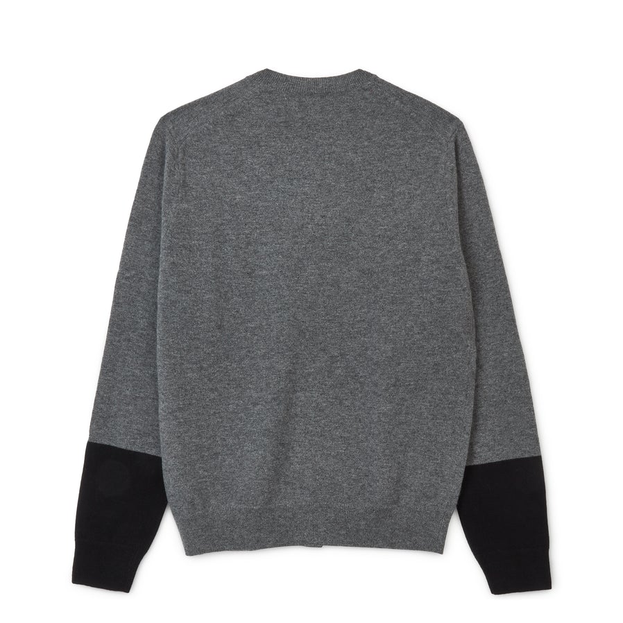 CDG Shirt Forever: Round Neck Contrast Cardigan (Grey/Black) | DSMNY E-SHOP