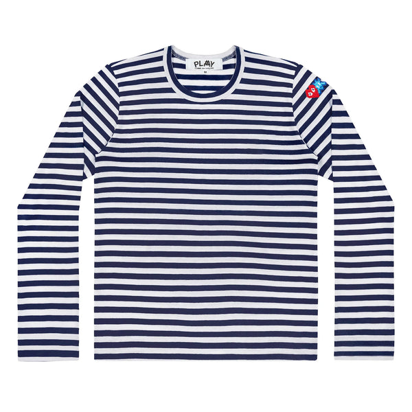 Play Comme des Garçons - Invader Striped L/S T-Shirt - (Navy/White)