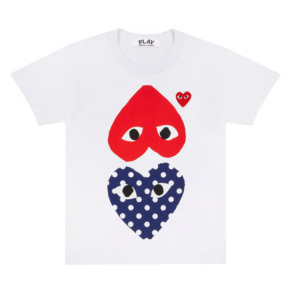 Play Comme des Garçons - Polka Dot With Upside Down Heart T-Shirt - (White)
