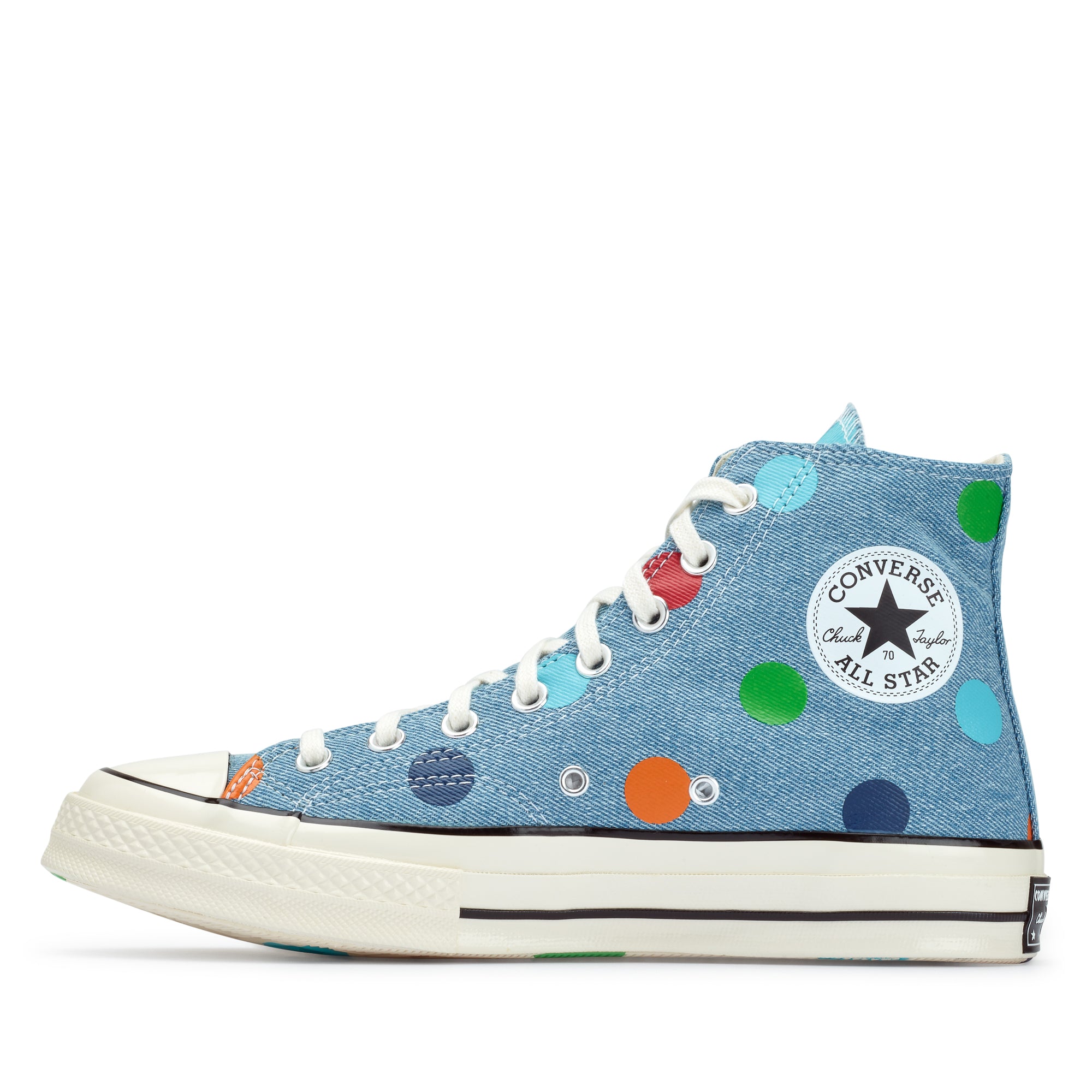Converse - Chuck 70 Hi Sneakers - (Blue Polka) view 2, Click to Zoom in
