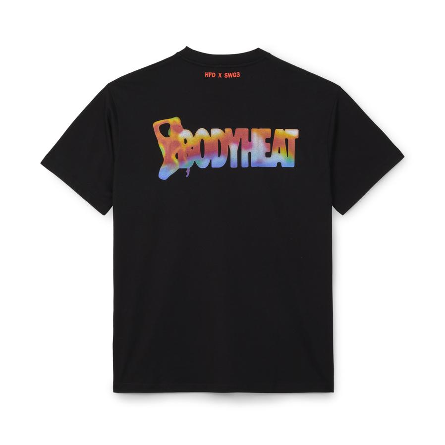 Honey Fucking Dijon x SWG3 BODYHEAT T-Shirt (Black) view 2, Click to Zoom in