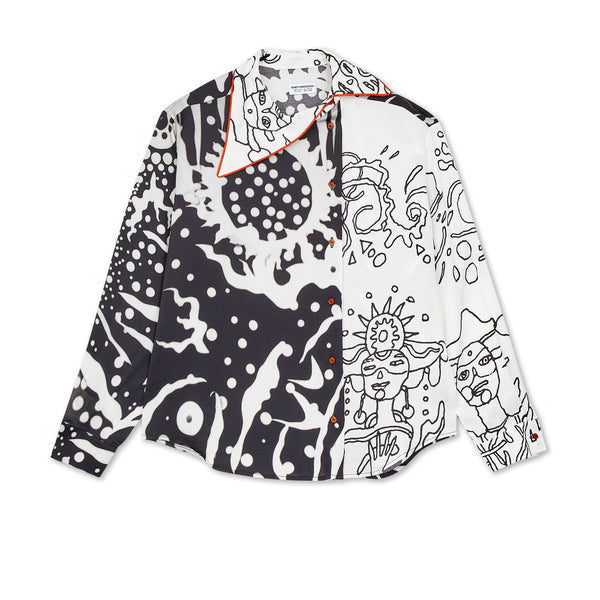 Honey Fucking Dijon Fluid Satin Shirt (Black/White)