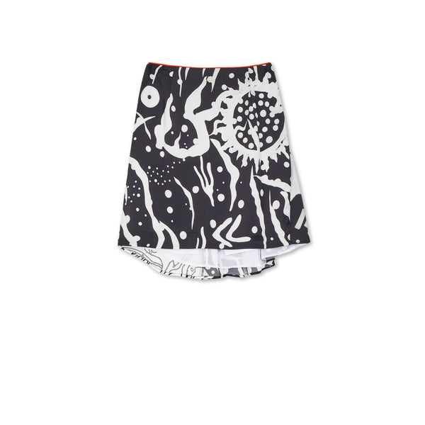 Honey Fucking Dijon Drapy Satin Skirt (Black/White)