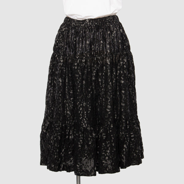 BLACK Comme des Garçons Leopard Print Polyester Gathered Skirt (Black)