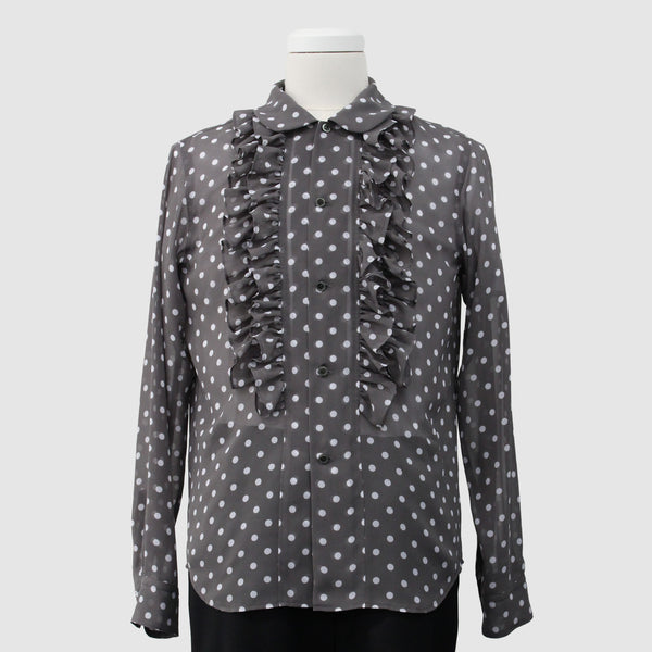 BLACK Comme des Garçons Polyester Georgette Polka Dot Shirt (Grey)