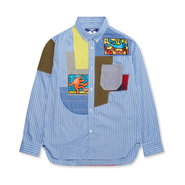 Junya Watanabe MAN - Keith Haring Slim Fit Cotton Patchwork Shirt - (Blue Stripe)