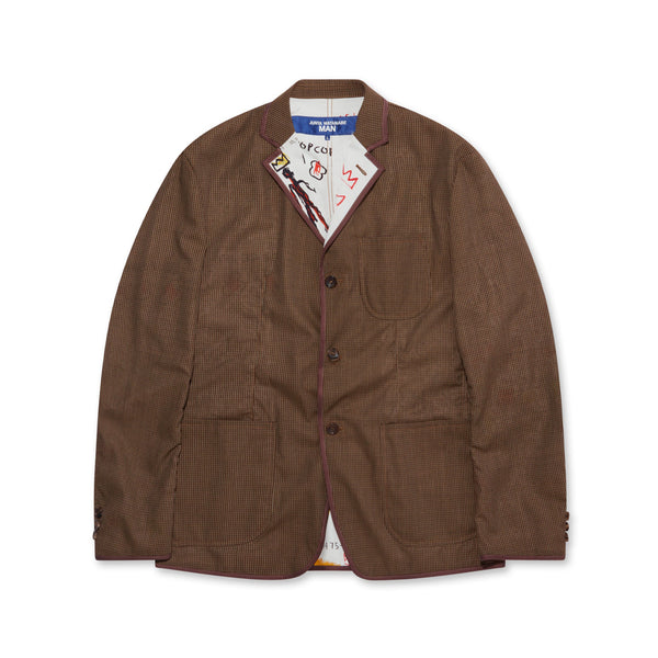 Junya Watanabe MAN - Jean-Michel Basquiat Polyester Wool Check Jacket - (Brown)