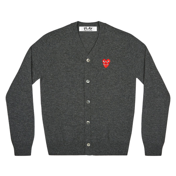 Play - Men’s Stacked Heart Cardigan - (Grey)