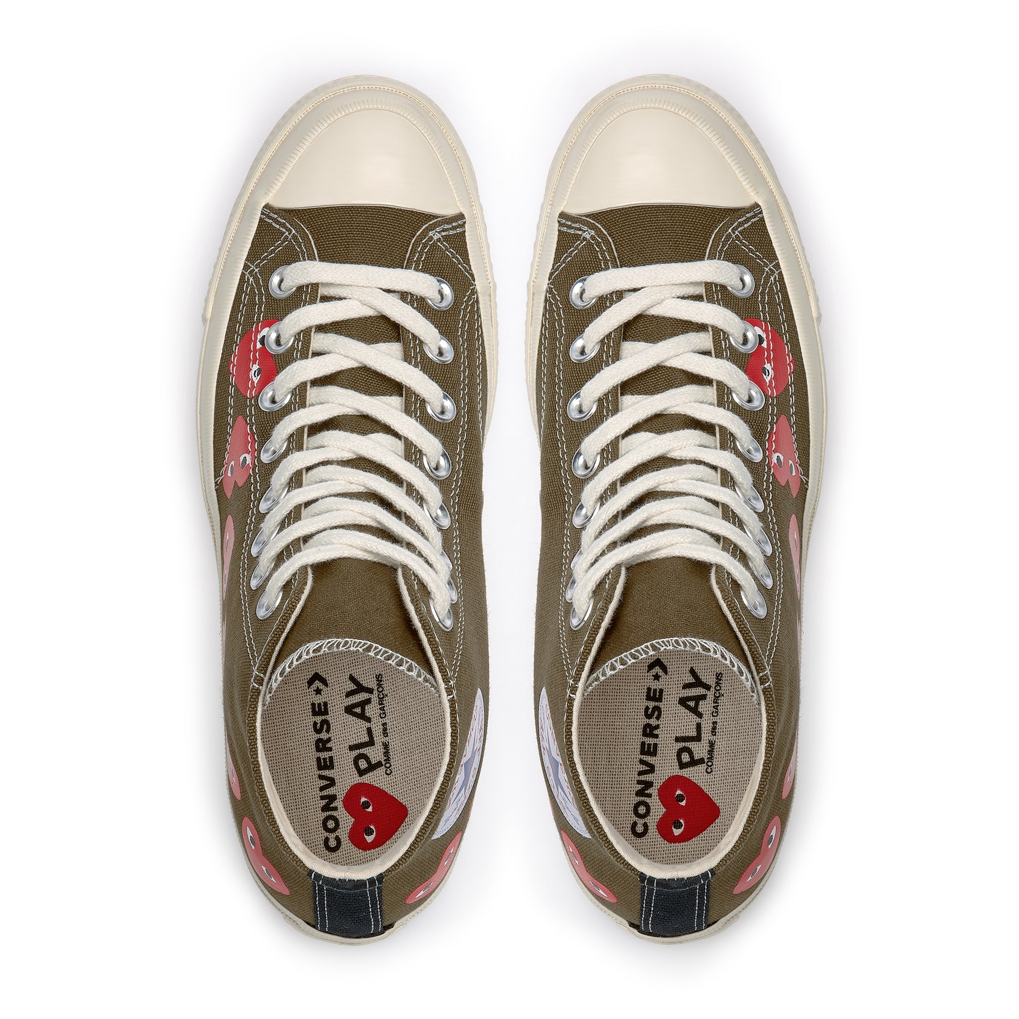 Play Converse - Multi Heart Chuck Taylor All Star '70 High Top - (Khaki) view 3, Click to Zoom in
