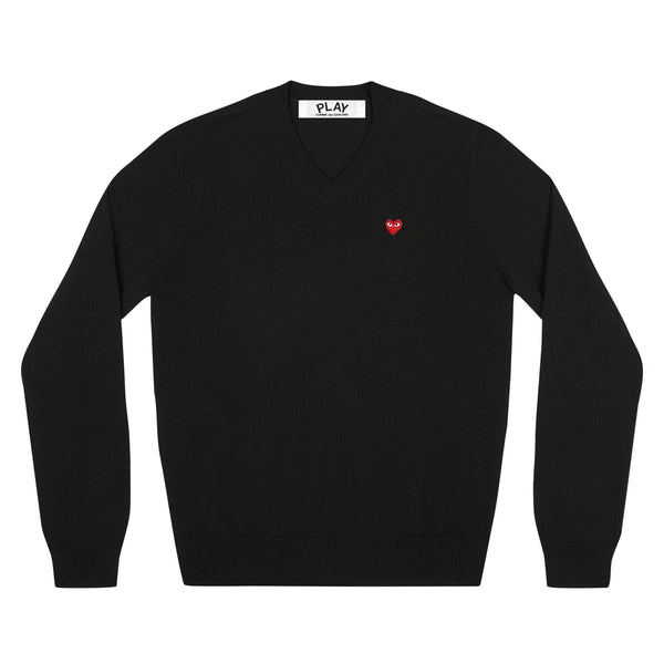 Play Comme des Garçons - Mini Heart V Neck Sweater - (Black)