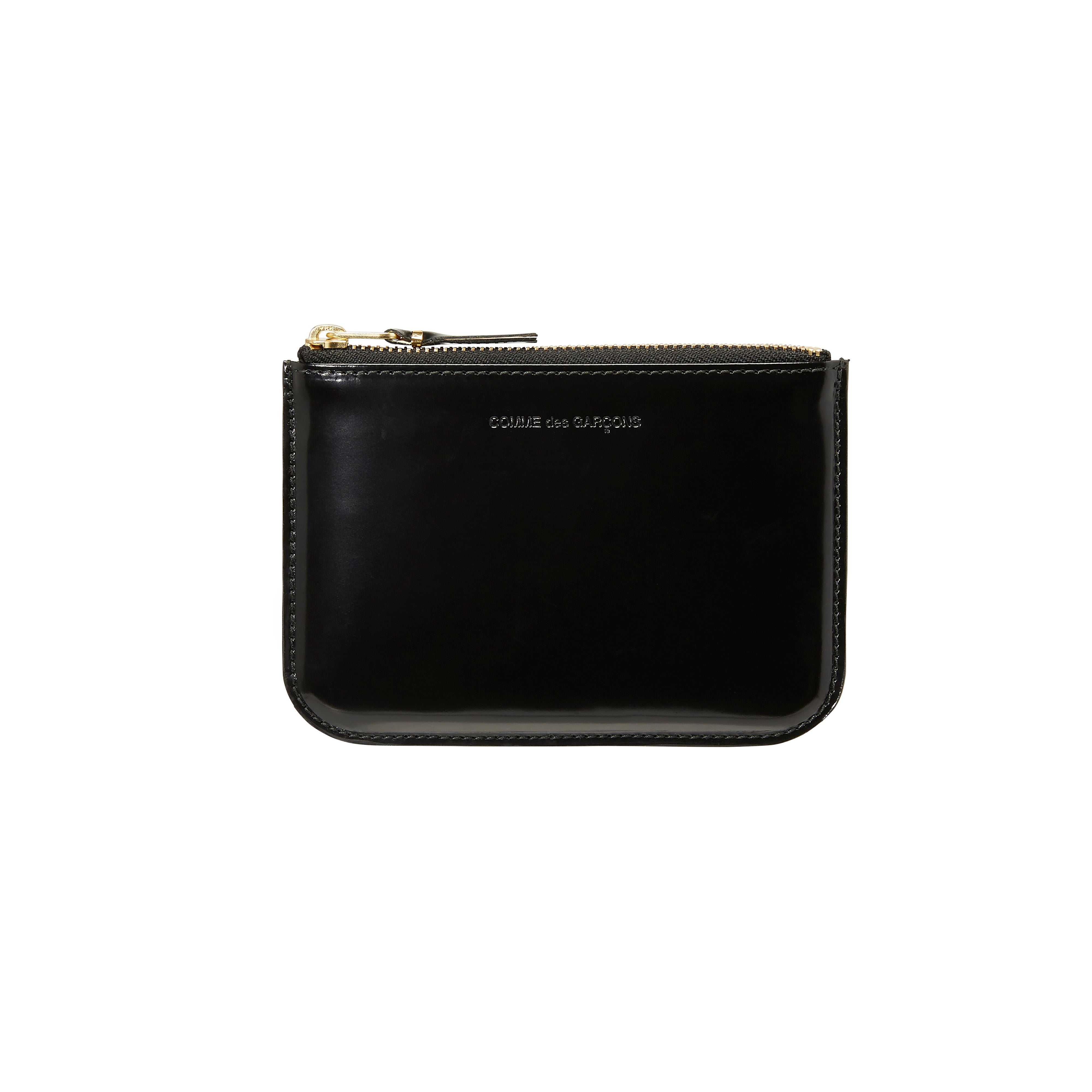 CDG Wallet: Mirror Inside Zip Pouch (Black/Gold SA8100MI) | DSMNY E-SHOP