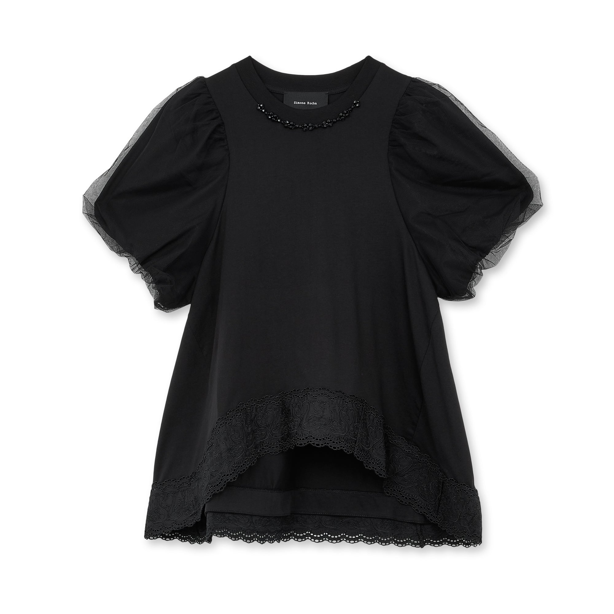 Simone Rocha - Women's Inverted Puff Sleeve T-Shirt - (Black/Jet) view 1, Click to Zoom in
