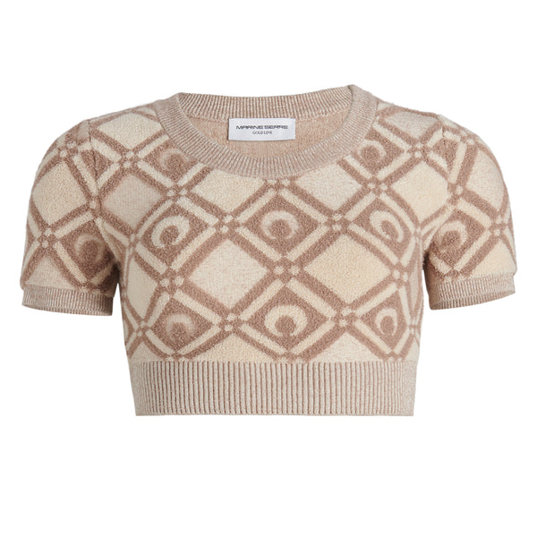 Marine Serre - Women’s Pointelle Knitted Crop Top - (Beige)