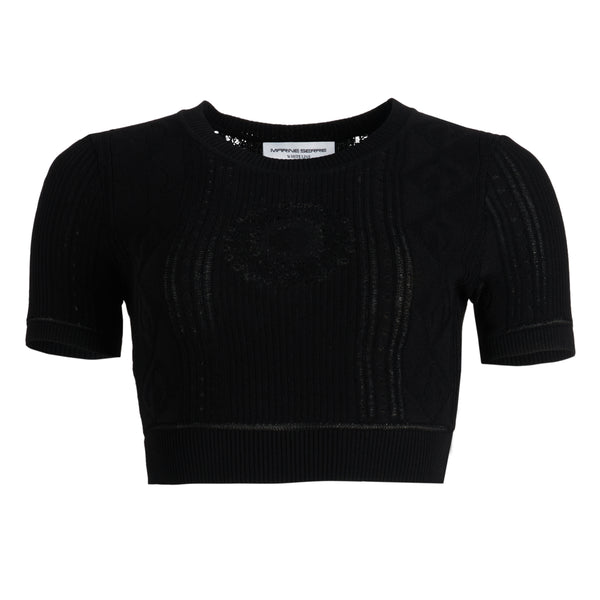 Marine Serre - Women's Pointelle Knitted Crop Top - (Black)