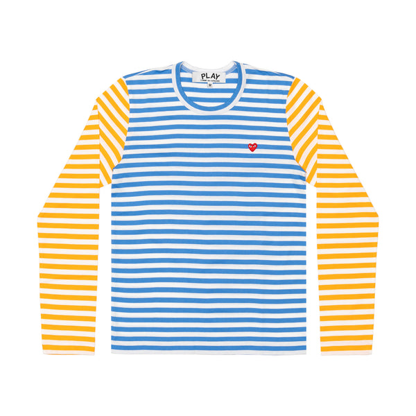 Play Comme des Garçons - Bi-Colour Stripe T-Shirt - (Blue/Yellow)