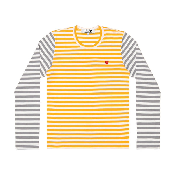 Play Comme des Garçons - Bi-Colour Stripe T-Shirt - (Yellow/Grey)