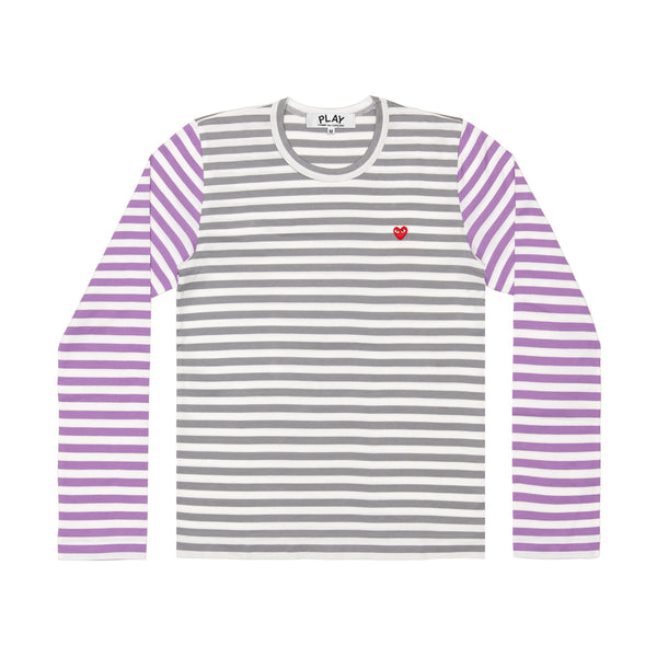 Play Comme des Garçons - Bi-Colour Stripe T-Shirt - (Grey/Purple)