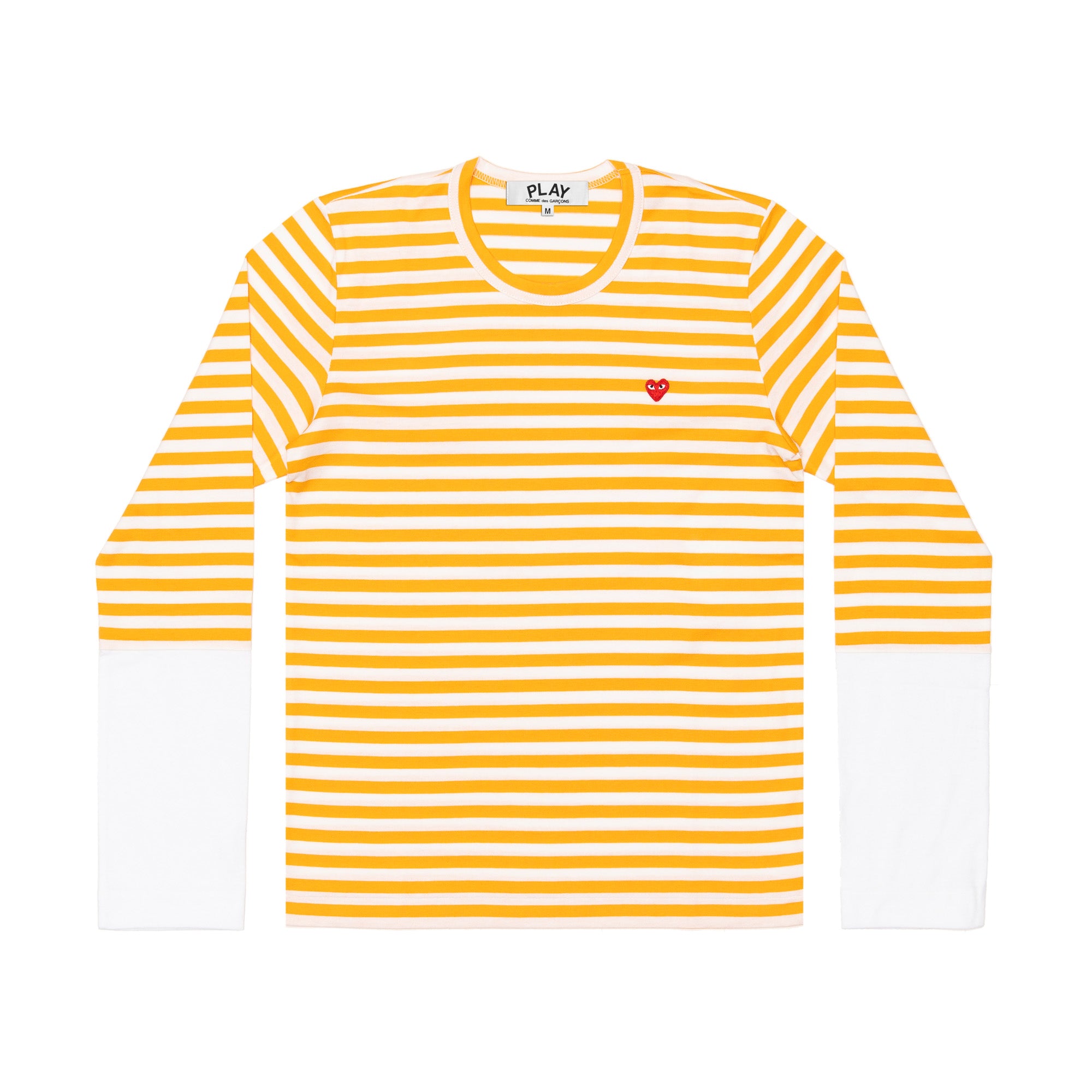Play Comme des Garçons - Stripe White T-Shirt - (Yellow) view 1