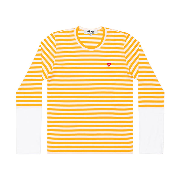 Play Comme des Garçons - Stripe White T-Shirt - (Yellow)
