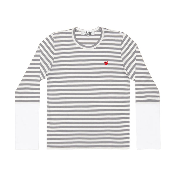 Play Comme des Garçons - Stripe White T-Shirt - (Grey)